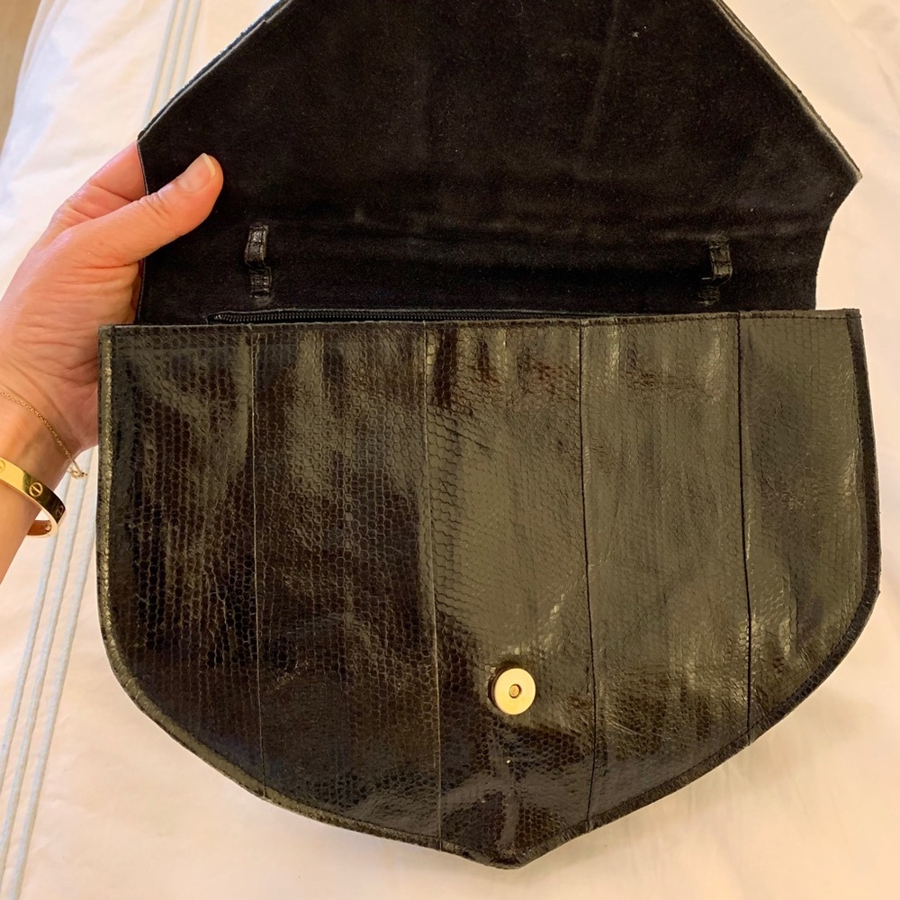 Vintage Black Python Clutch - image 4